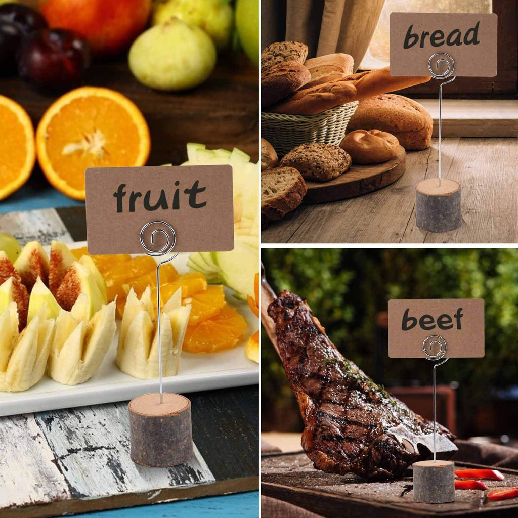 Rustic Wood Place Card Holders & Kraft Cards – 10 Sets