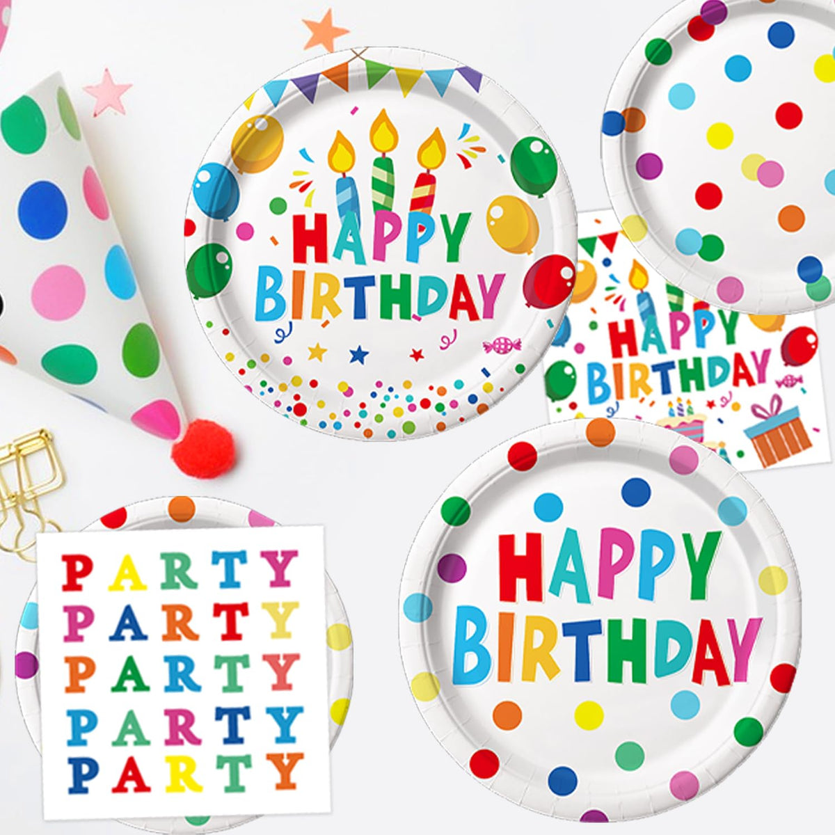 Colorful Birthday Party Decoration & Tableware Set – 24 Guests