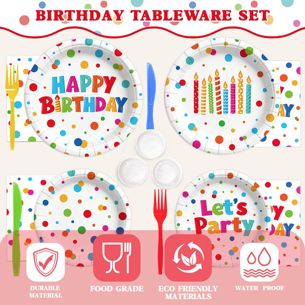 Colorful Birthday Party Supplies Set – 195 Pieces