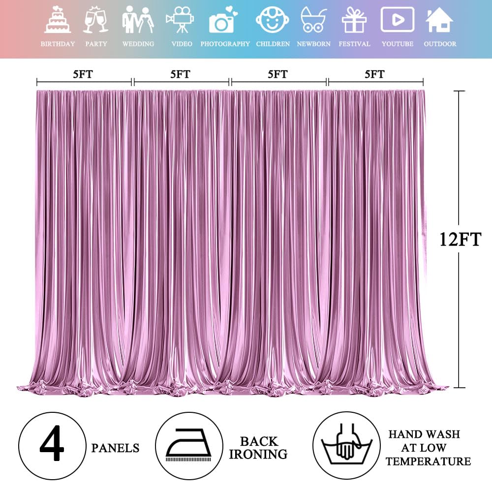 Pink Sparkly Party Backdrop Curtains – 20 × 12 ft
