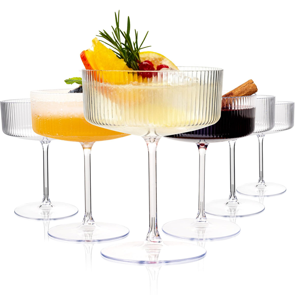 Gold Party Cups & Ribbed Martini Glasses – 312 Pieces