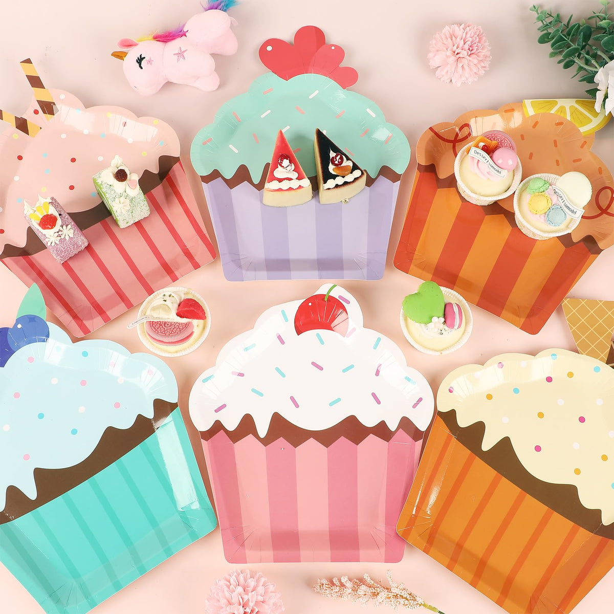 Cupcake-Shaped Dessert Plates – 60 Pieces
