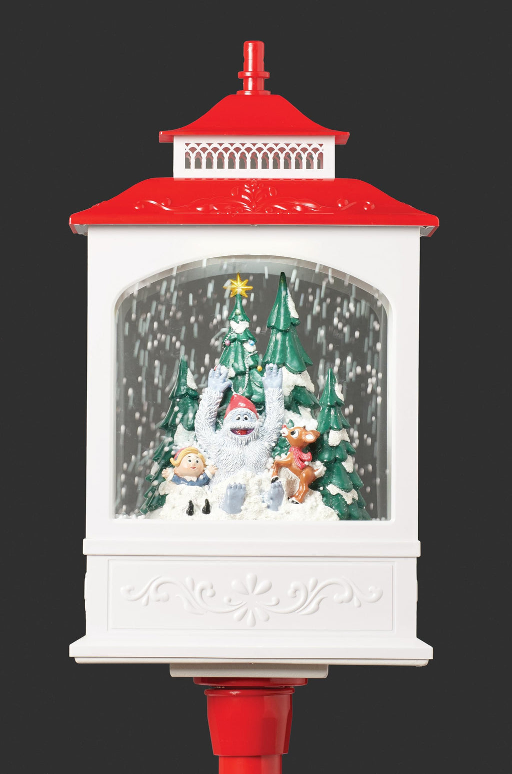Musical Reindeer Snowblowing Lamp Post – 49"
