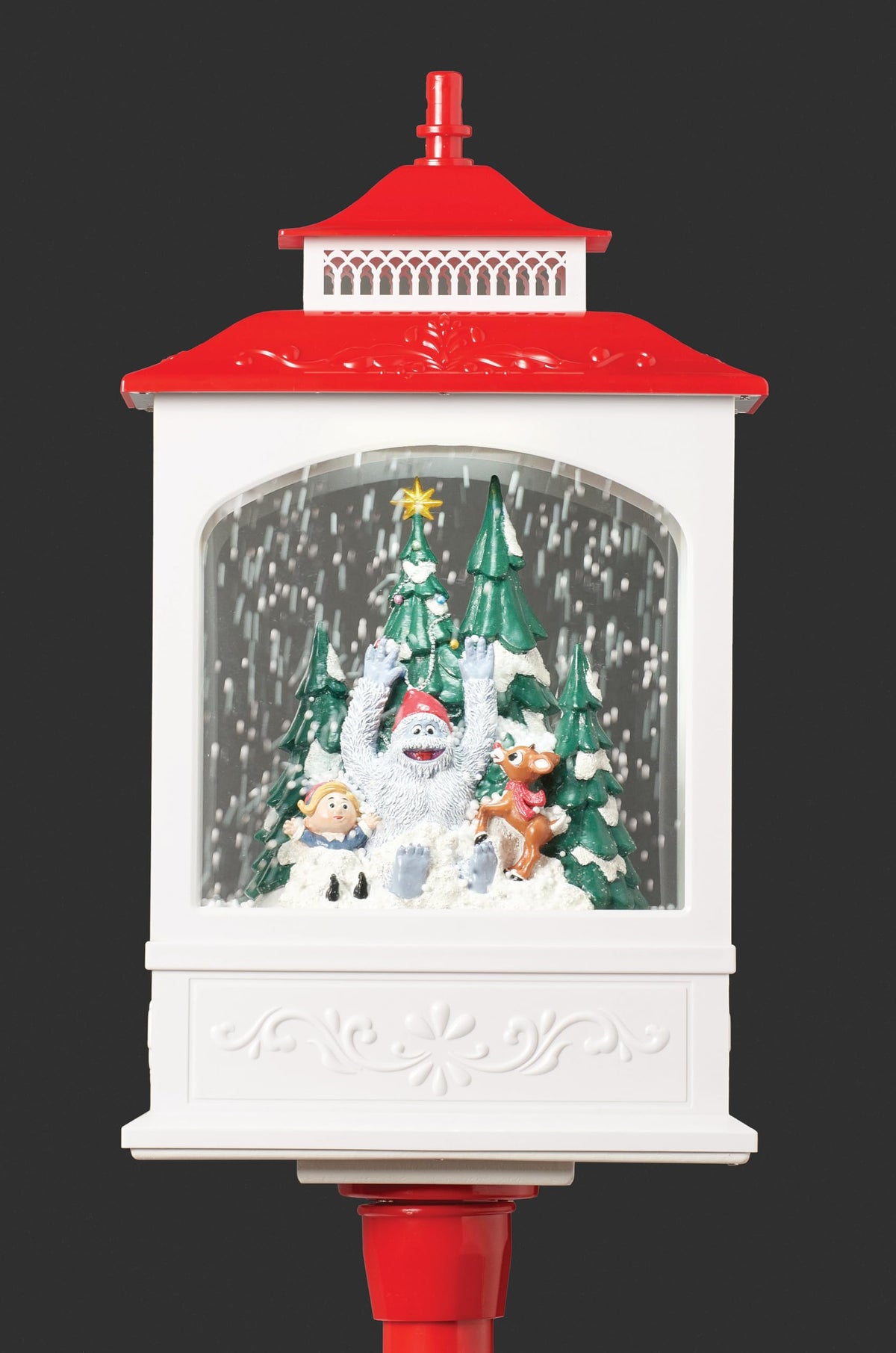 Musical Reindeer Snowblowing Lamp Post – 49"