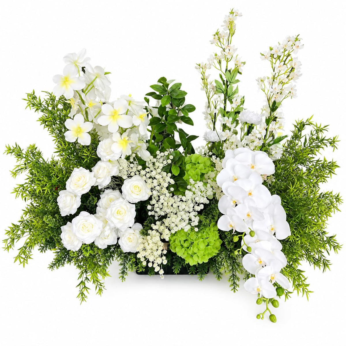 Artificial Floor Flower Arrangement, White & Green Wedding Event Decor
