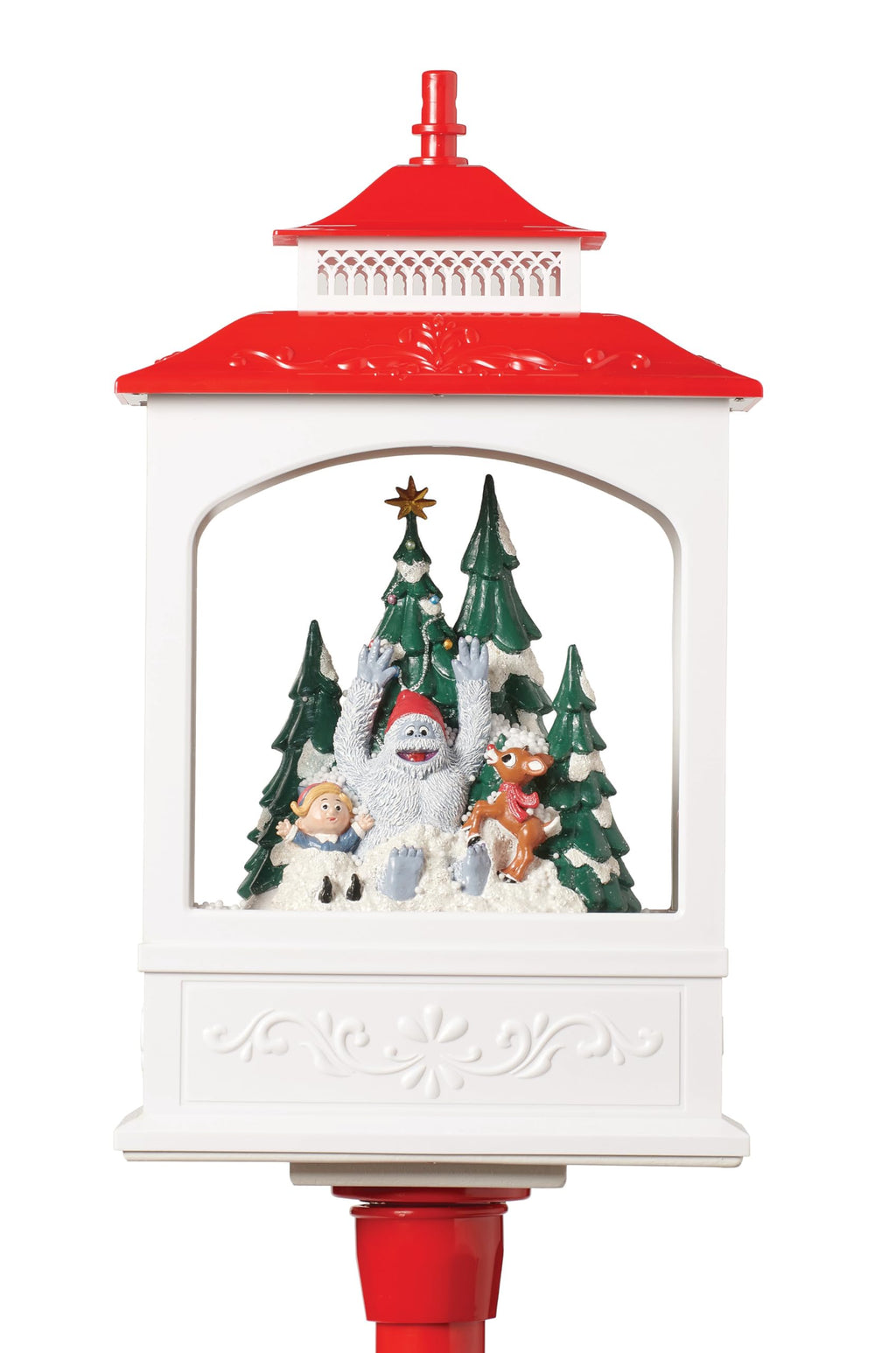 Musical Reindeer Snowblowing Lamp Post – 49"