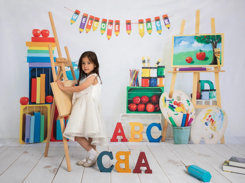 Kate Welcome Back School Backdrop Art Classroom, 10x10ft