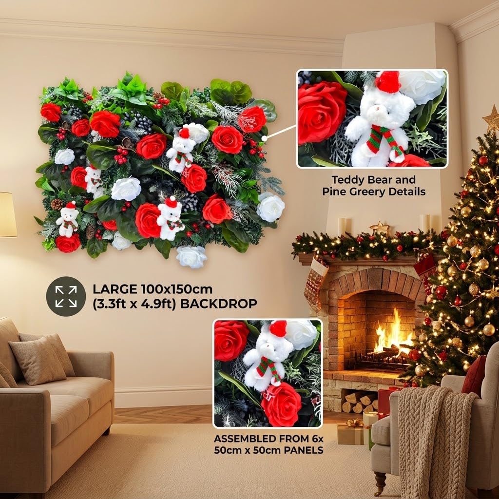 Christmas Floral Wall Backdrop Panels – 6 Pieces