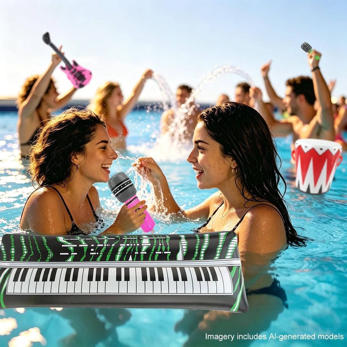 15 Pcs Inflatable Instruments Photo Booth Props Rock for Men
