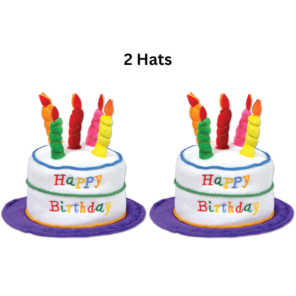 Plush Birthday Cake Party Hats – 2 Pieces