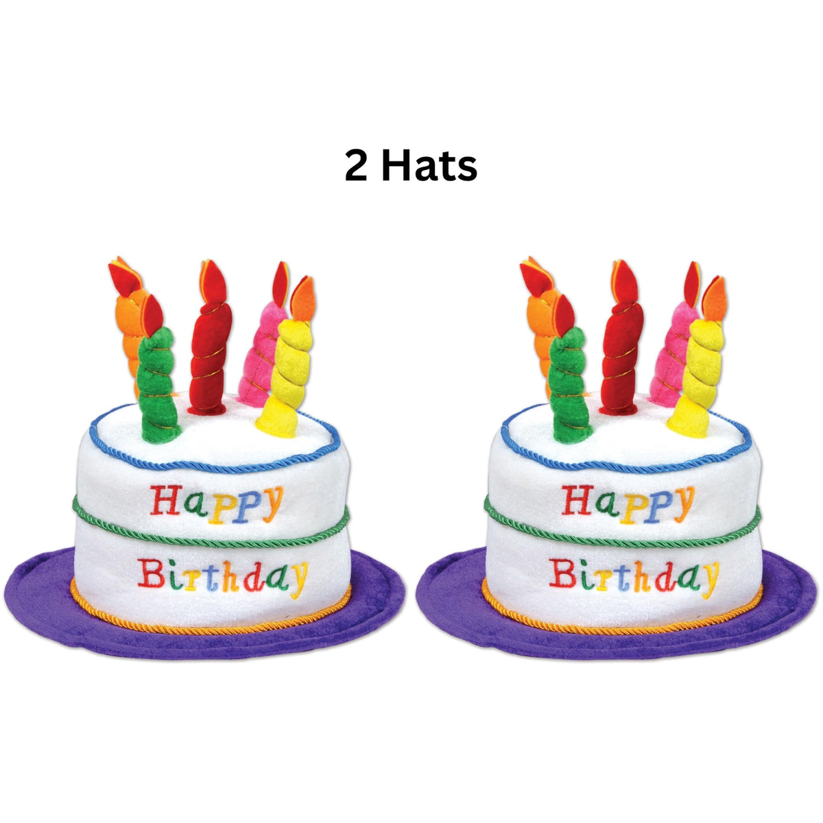 Plush Birthday Cake Party Hats – 2 Pieces