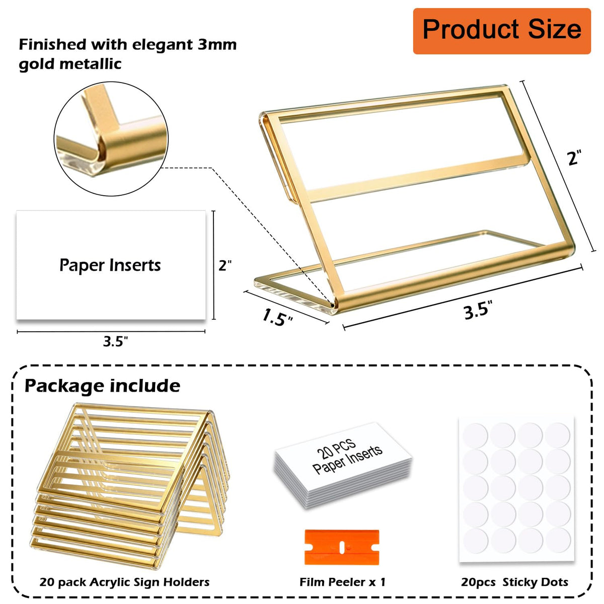 Acrylic Buffet Food Label Holders – 20 Pieces