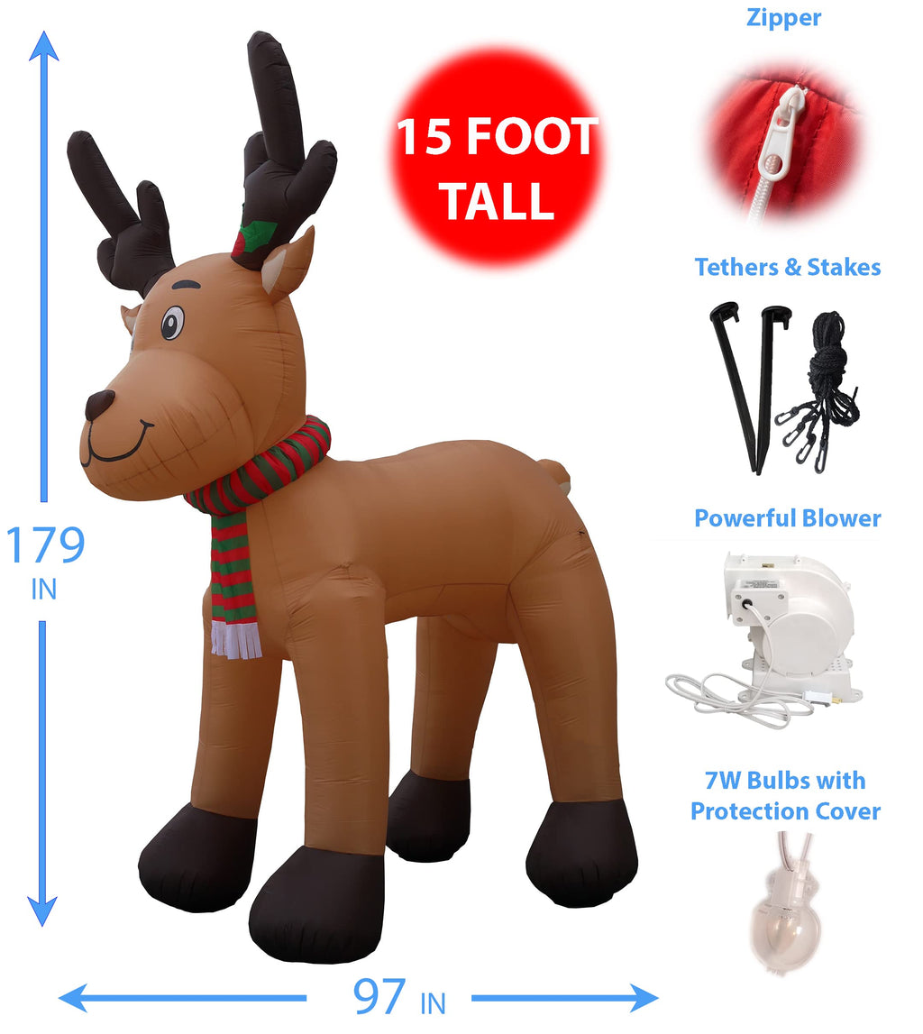 Christmas Inflatable Reindeer & Snowman Decoration Bundle