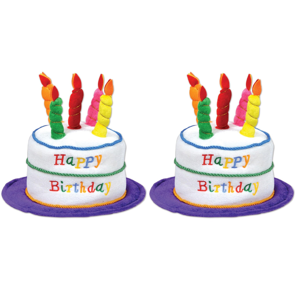 Plush Birthday Cake Party Hats – 2 Pieces