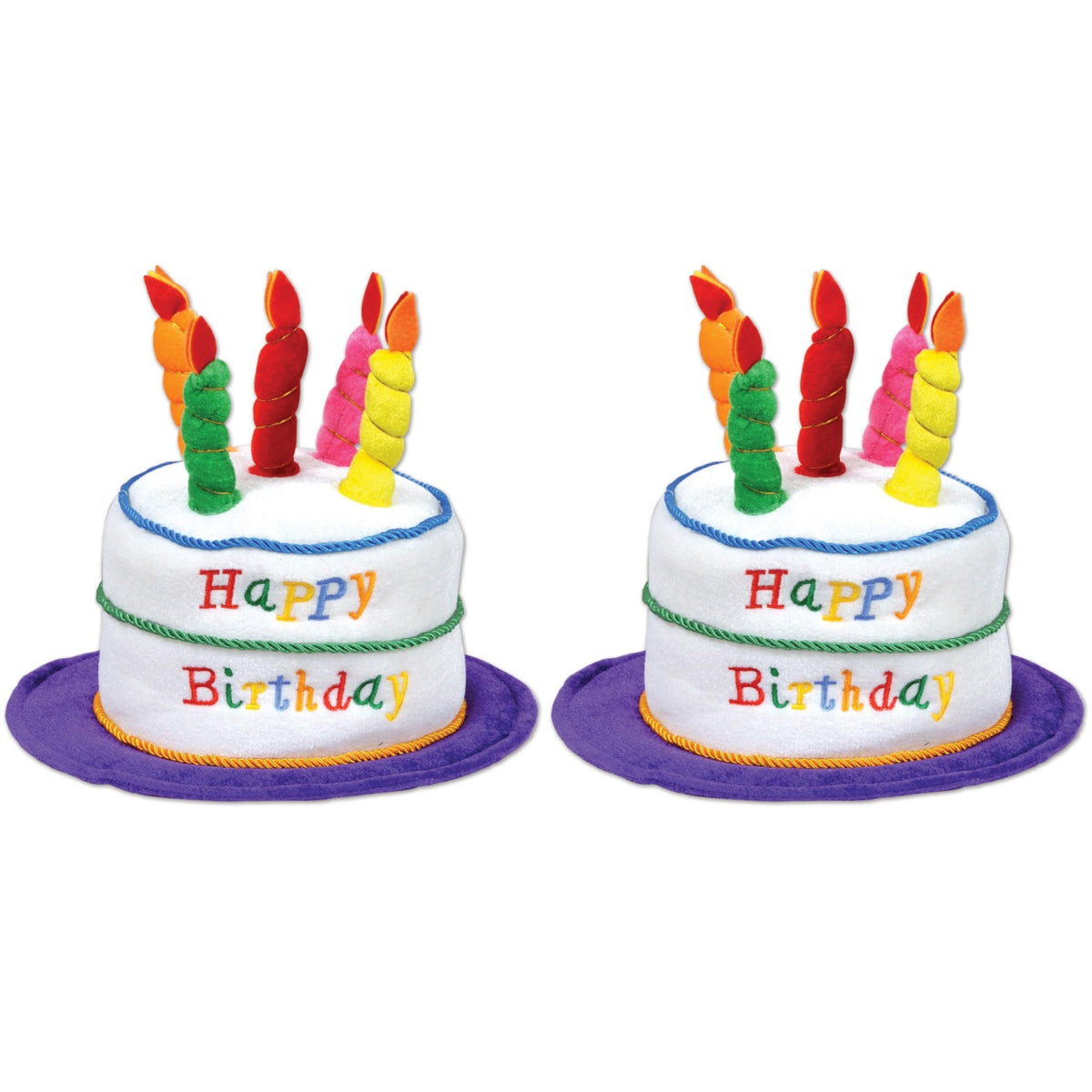 Plush Birthday Cake Party Hats – 2 Pieces