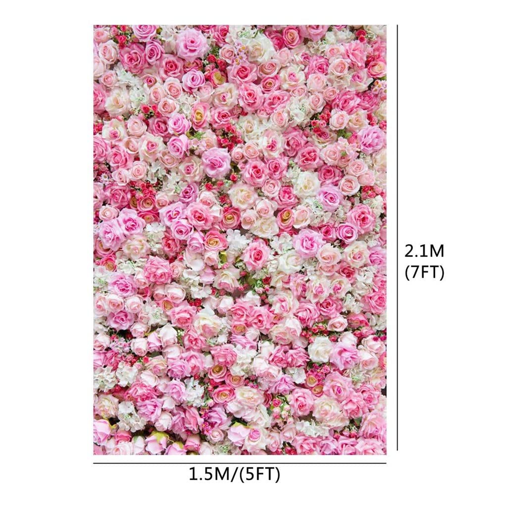 3D Rose Flower Wall Backdrop – 5 × 7 ft