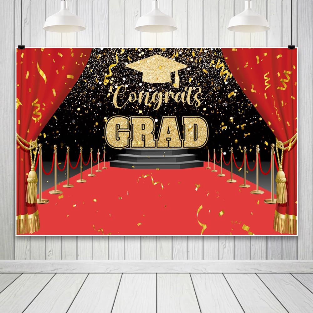 Red Carpet Graduation Backdrop – 20 × 10 ft