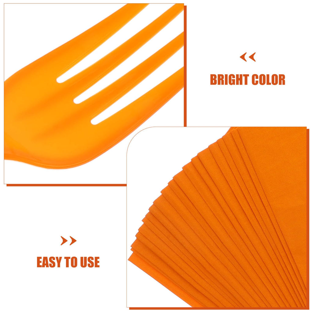 Orange Party Tableware Set with Paper Plate Cups Napkins Xmas