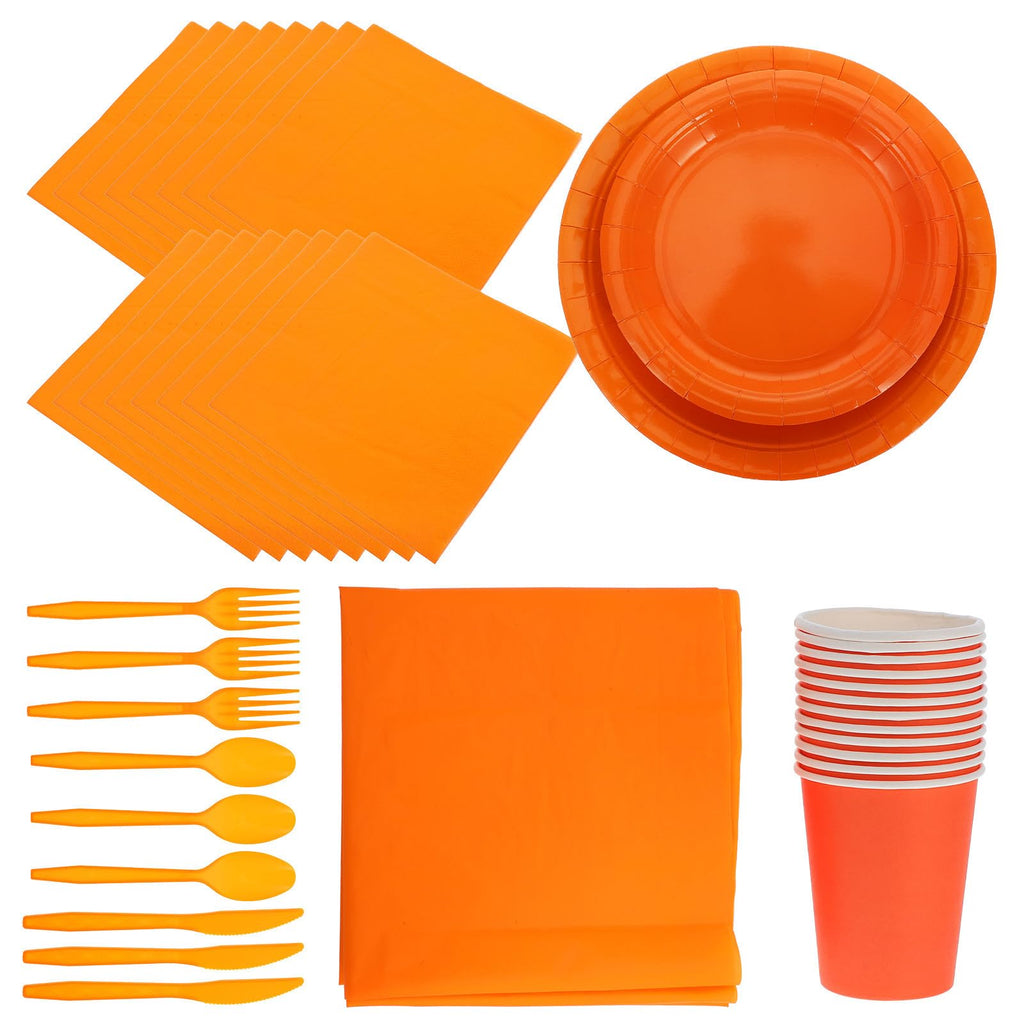 Orange Party Tableware Set with Paper Plate Cups Napkins Xmas