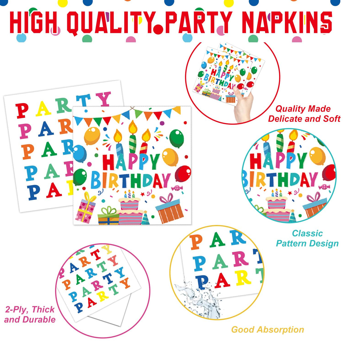Colorful Birthday Party Decoration & Tableware Set – 24 Guests