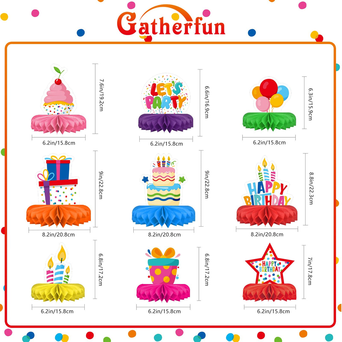 Colorful Birthday Honeycomb Centerpiece Set