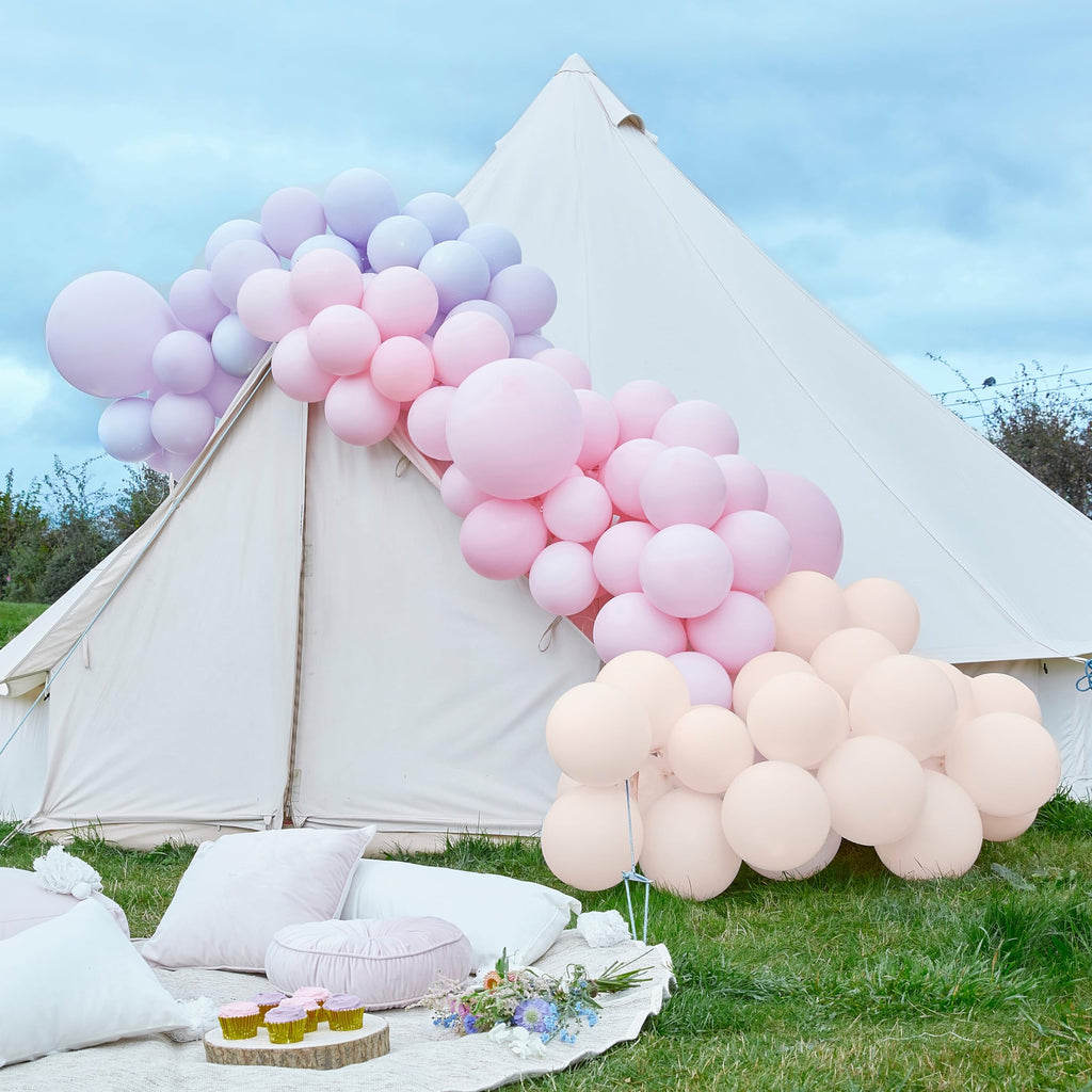 Pastel Pink & Purple Latex Balloon Arch Kit – 200 Balloons