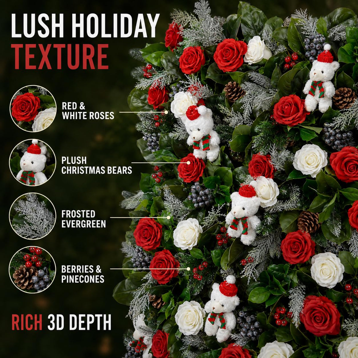 Christmas Floral Wall Backdrop Panels – 6 Pieces