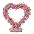 Pink Artificial Flower Decor with Fabric Heart-Shaped Backdrop