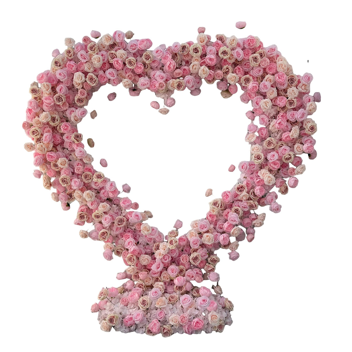 Pink Artificial Flower Decor with Fabric Heart-Shaped Backdrop