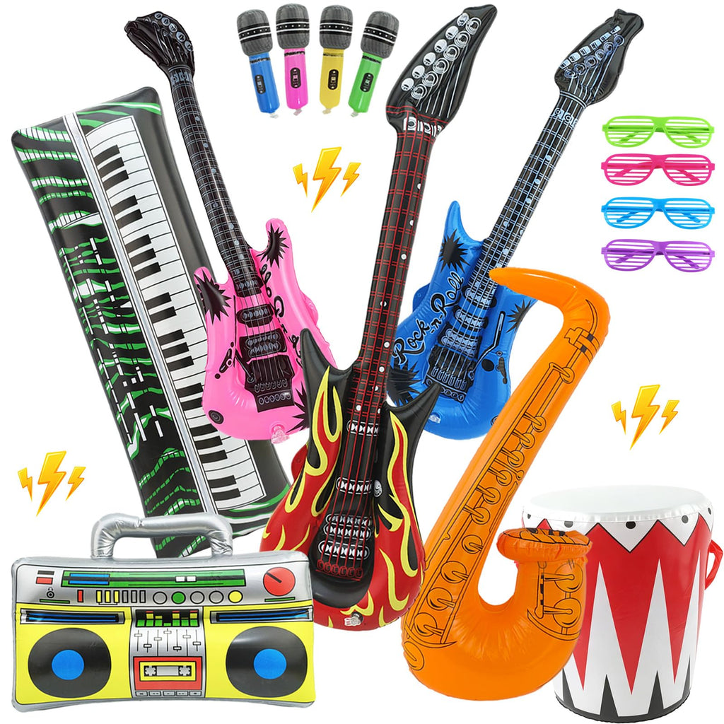 15 Pcs Inflatable Instruments Photo Booth Props Rock for Men