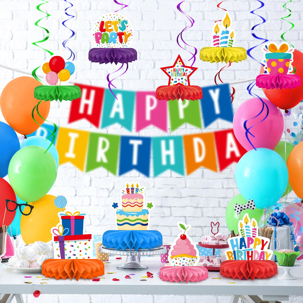 Colorful Birthday Honeycomb Centerpiece Set