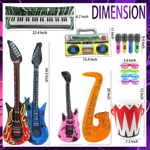 15 Pcs Inflatable Instruments Photo Booth Props Rock for Men