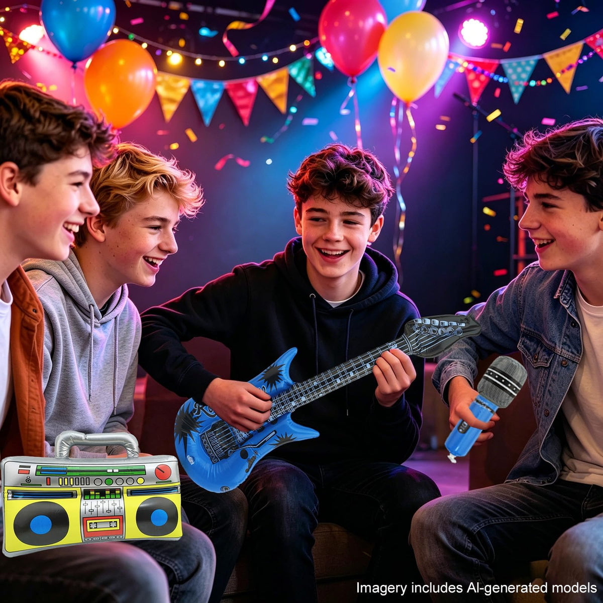 15 Pcs Inflatable Instruments Photo Booth Props Rock for Men
