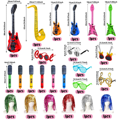 24PCS 6Sets Rock and Roll Funny 80s Photo Booth Props