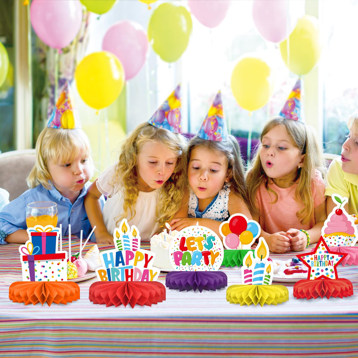 Colorful Birthday Honeycomb Centerpiece Set