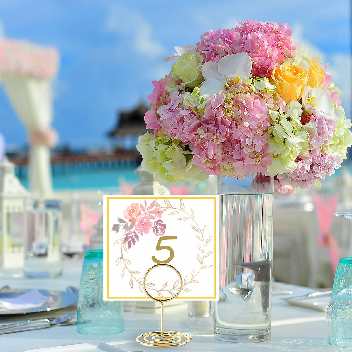 Gold Table Number & Place Card Holders – 26 Pieces