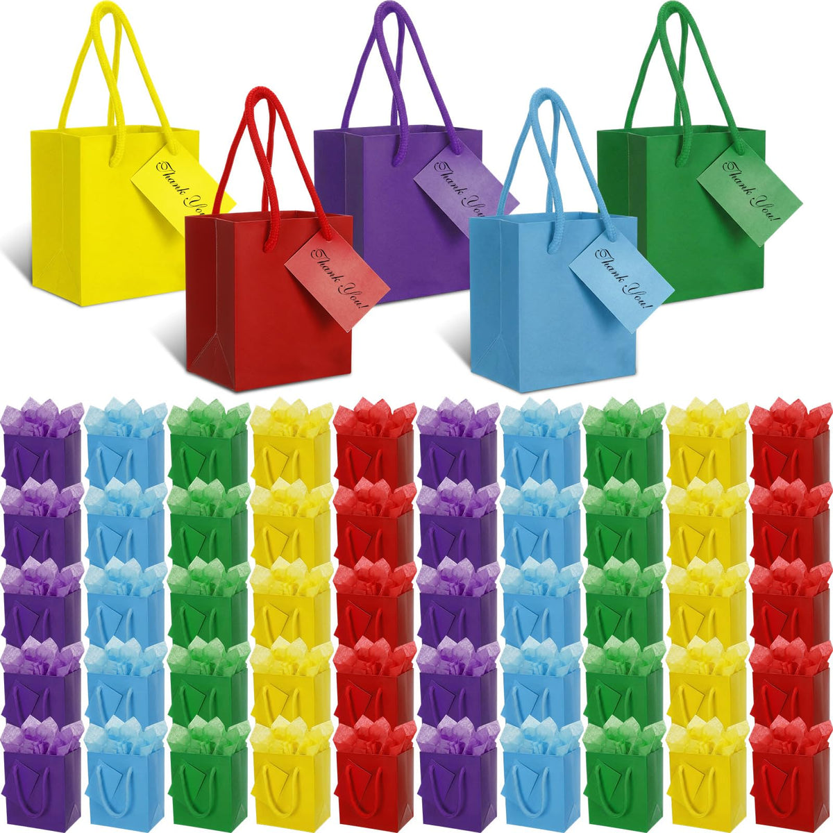 Colorful Mini Kraft Gift Bags – 200 Pieces