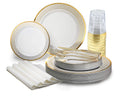 White & Gold Disposable Dinnerware Set – 640 Pieces