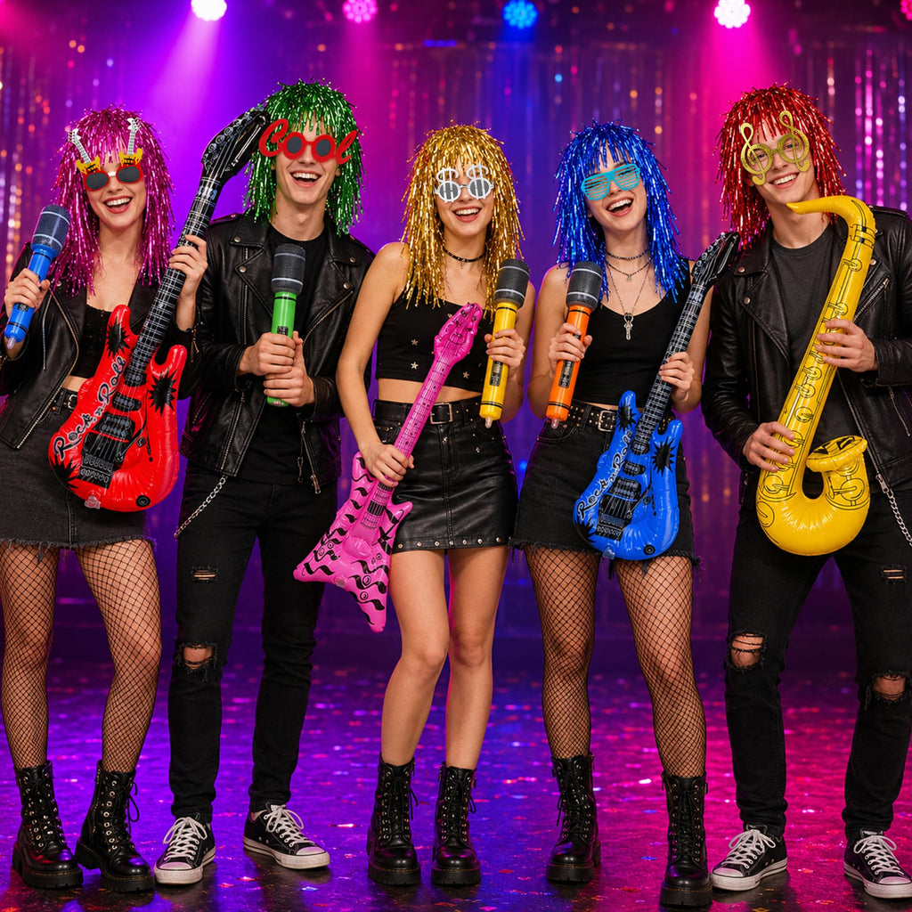 24PCS 6Sets Rock and Roll Funny 80s Photo Booth Props
