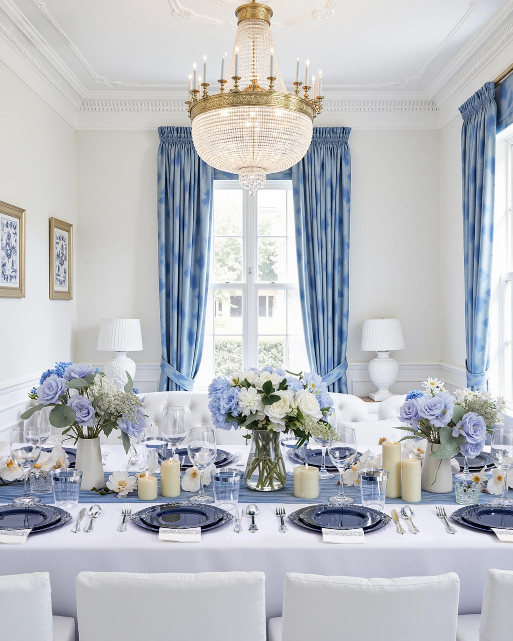 Hioasis 350 Pcs Blue Silver Plates for Graduation