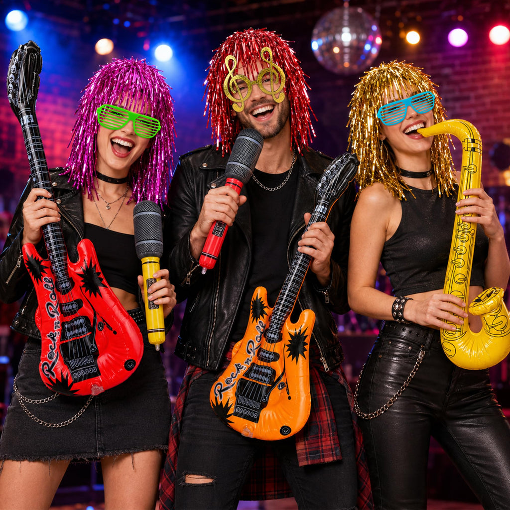 24PCS 6Sets Rock and Roll Funny 80s Photo Booth Props