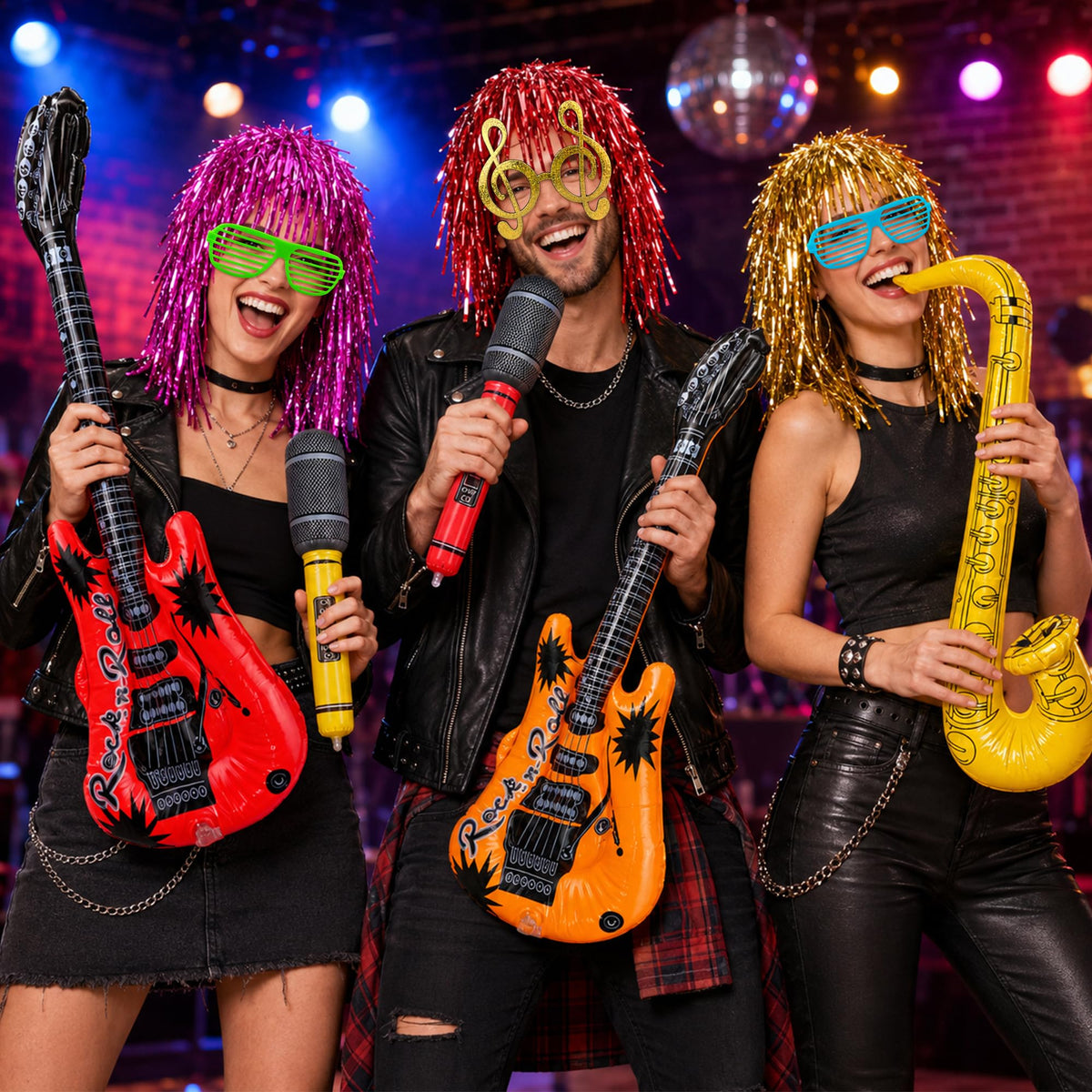 24PCS 6Sets Rock and Roll Funny 80s Photo Booth Props