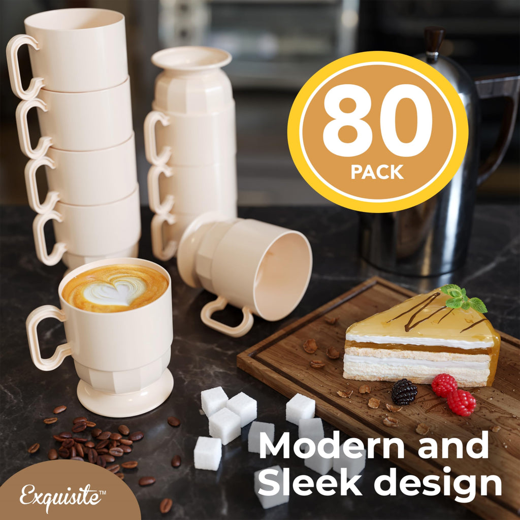 Exquisite Ivory 8 Oz Coffee Cups With Handles 80 Pack Disposable