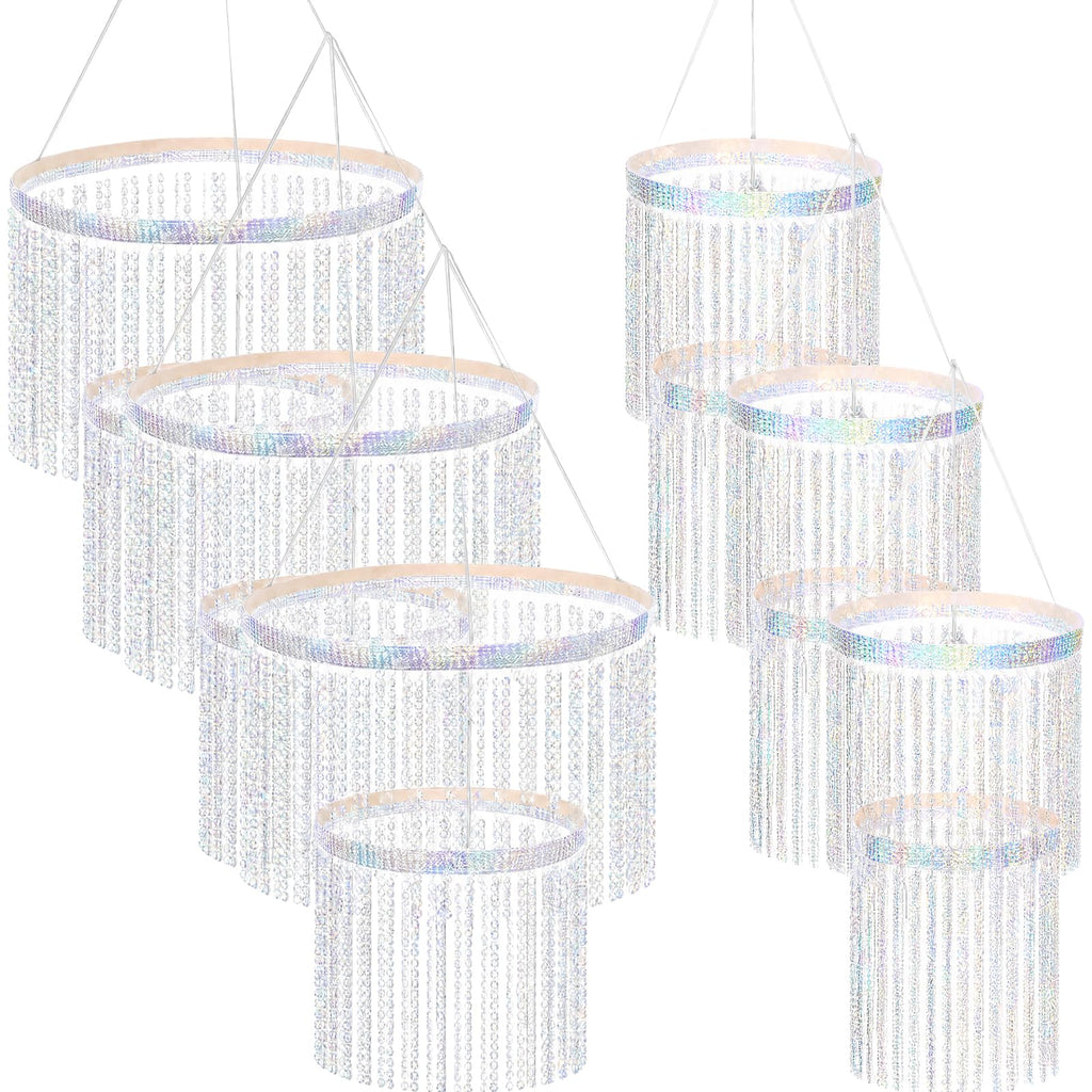 Ropoloogy 6 Pcs Fringe Tinsel Chandelier Iridescent Silver Party Decor