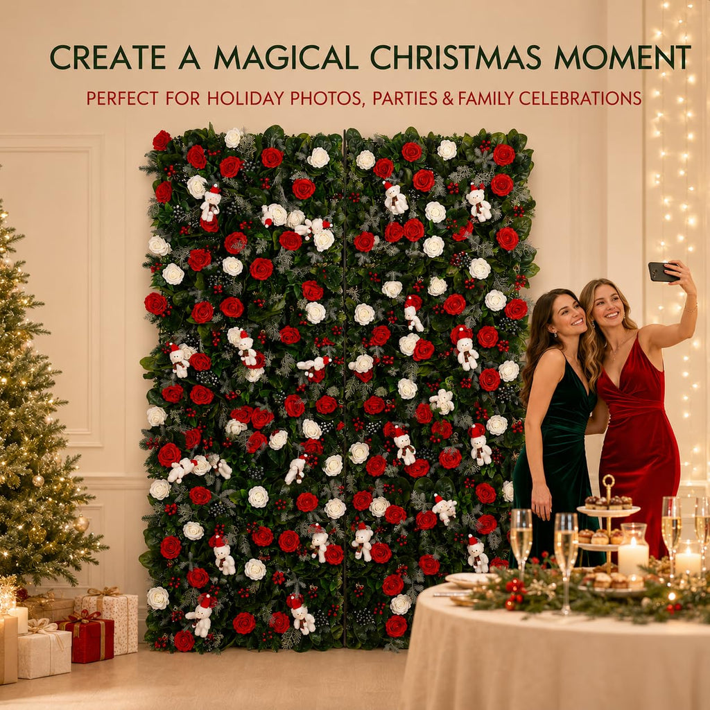 Christmas Floral Wall Backdrop Panels – 6 Pieces