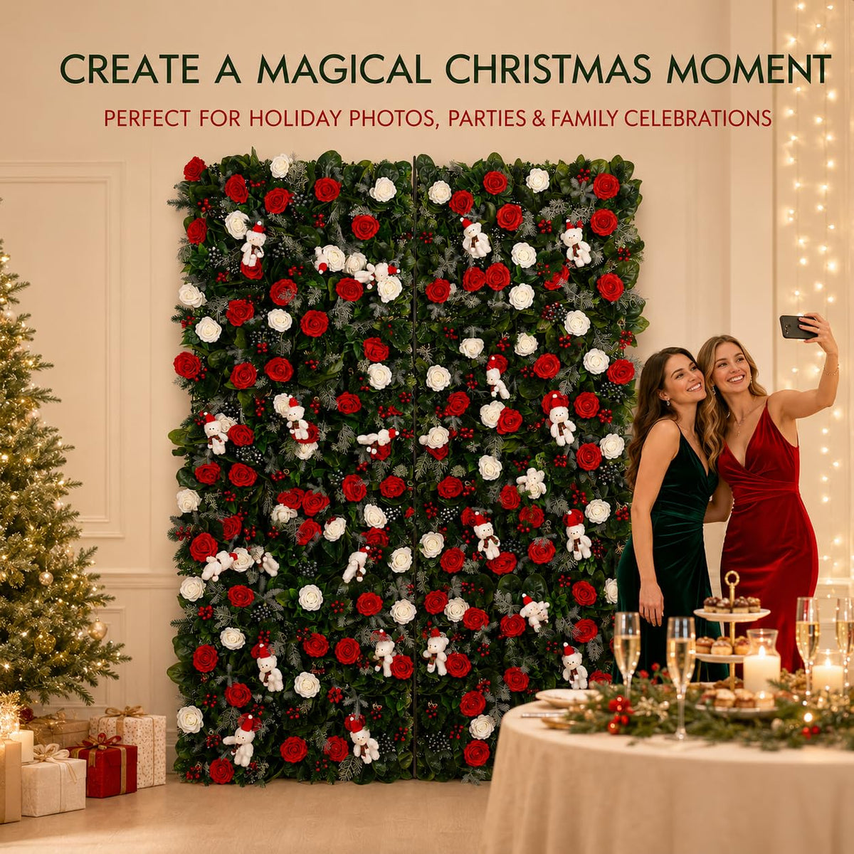 Christmas Floral Wall Backdrop Panels – 6 Pieces