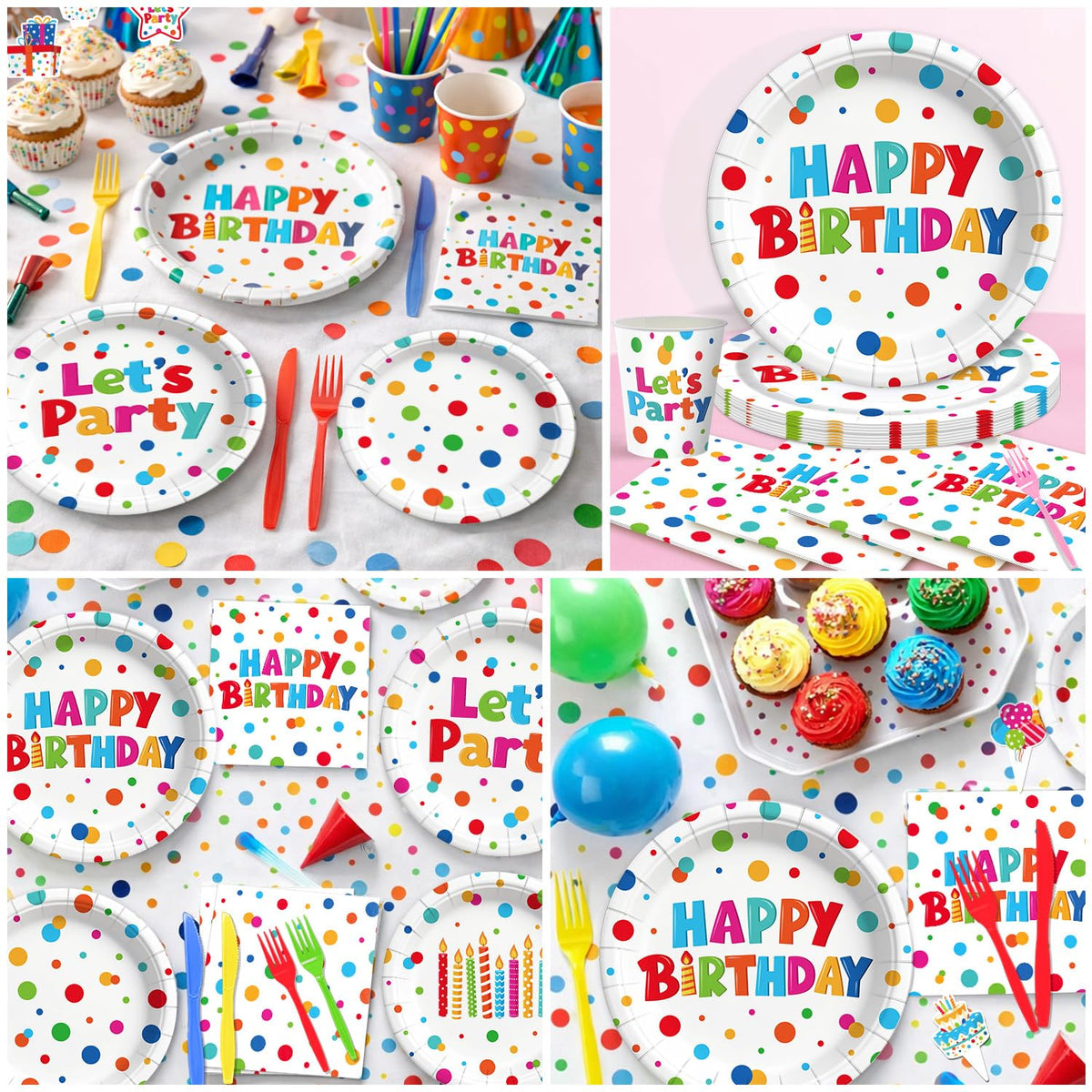 Colorful Birthday Party Supplies Set – 195 Pieces