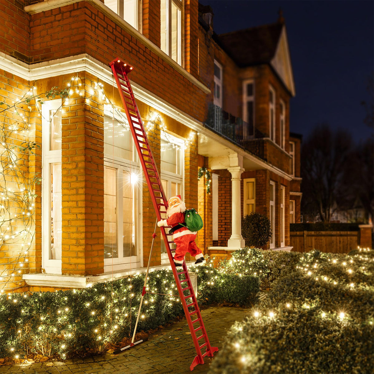 Musical Animated Climbing Santa with LED Lights – 10 ft