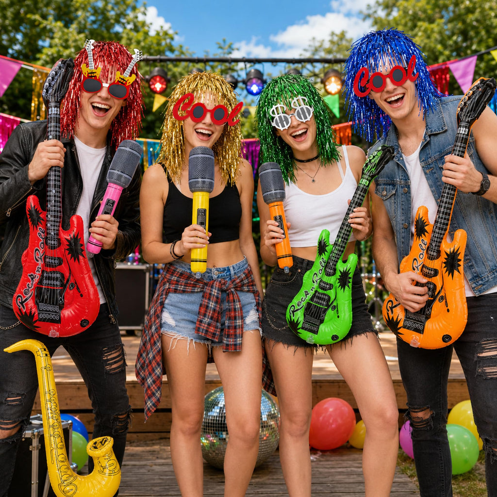 24PCS 6Sets Rock and Roll Funny 80s Photo Booth Props