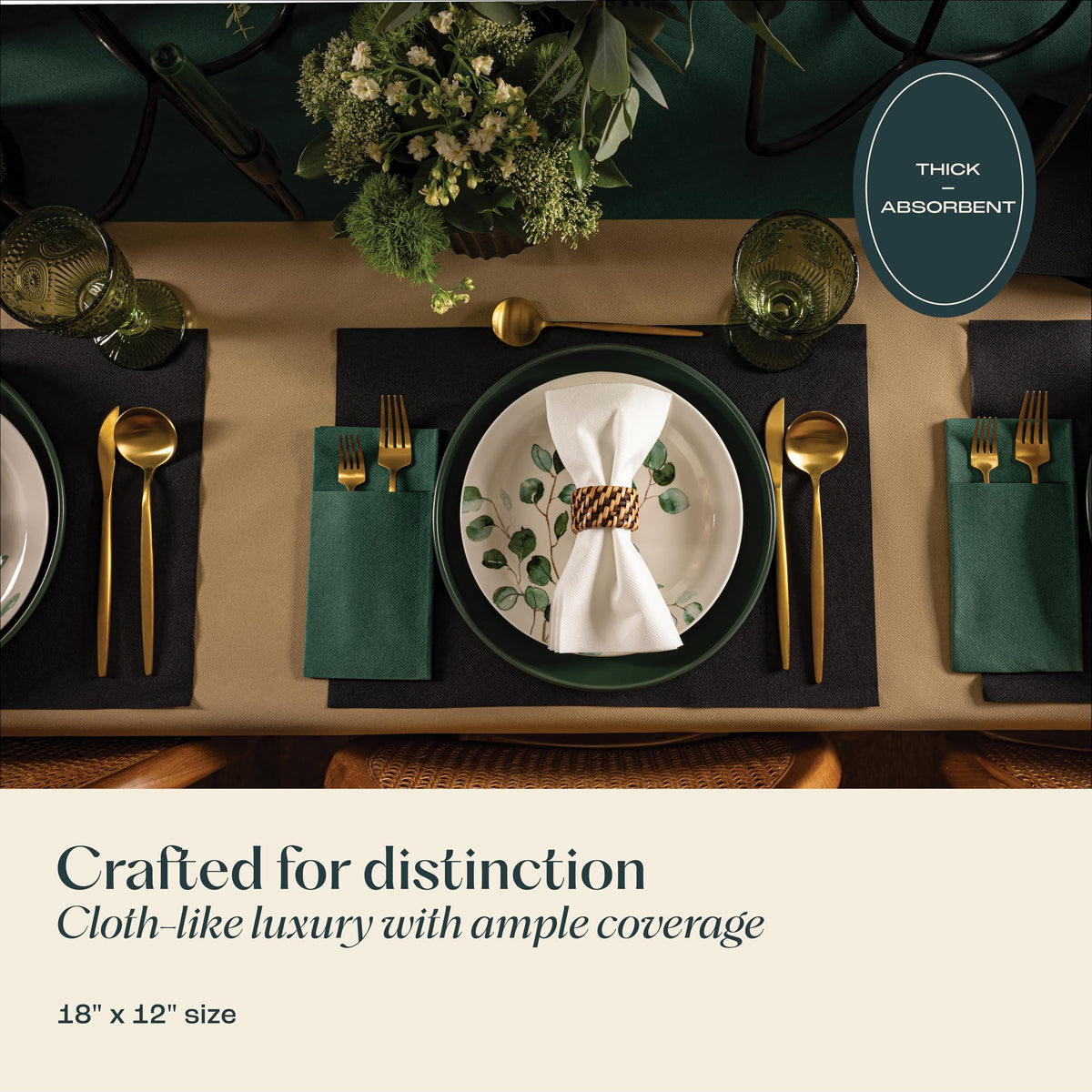 Green Disposable Paper Placemats – 100 Pack